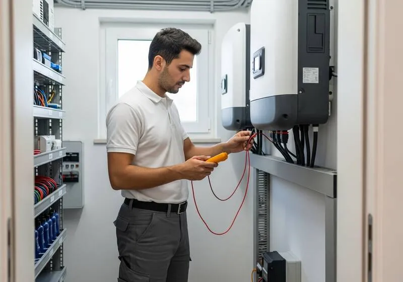 Güneş paneli inverter kablo montajı fiyatları 2026 Antalya - villa çatısı photovoltaik sistem kurulumu 089 Bayern teknisyeni güneş paneli inverter kablo bağlantısı yapıyor villa çatısı photovoltaik sistem kurulumu Antalya Alanya Akdeniz